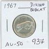 Image 1 : 1967 Diving Bobcat Silver 25 Cents. Rotated Die. AU-50. Scarce.