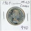 Image 1 : 1964 Canadian Silver 50 Cents. MS-63 with Cameo. Bright White.