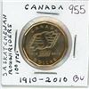 Image 1 : 1910 – 2010 100th Anniversary of the Saskatchewan Roughriders Loonie Dollar. BU from a mint roll.