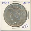Image 1 : U.S. 1922 Peace Silver Dollar. Philadelphia Mint. AU-50.