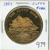 Image 1 : Cutty Sark brass medal. Dated 1869. Famous ship. Uncirculated.