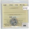 Image 1 : 1961 Canadian Silver 10 Cents. ICCS certified & graded MS-65. High grade.