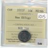 Image 1 : 2003P New Effigy Canadian 10 Cents. ICCS certified & graded MS-66. High grade.