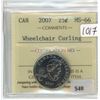 Image 1 : 2007 Wheelchair Curling Canadian 25 Cents. ICCS certified & graded MS-66. High grade.