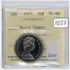 Image 1 : 1974 Canadian 50 Cents. ICCS certified & graded PL-66 Heavy Cameo. High grade.