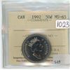 Image 1 : 1992 Canadian 50 cents. ICCS certified & graded MS-65. High grade.