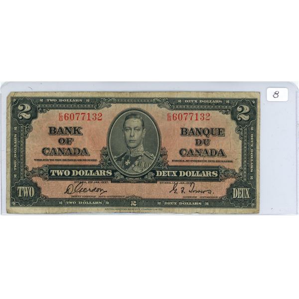 1937 Canadian two dollar note