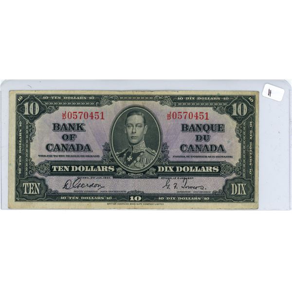1937 Canadian ten dollar note