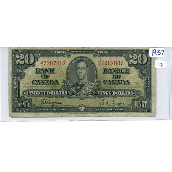 1937 Canadian twenty dollar note