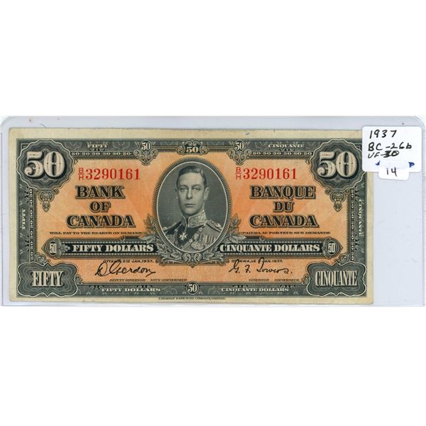1937 Canadian fifty dollar note