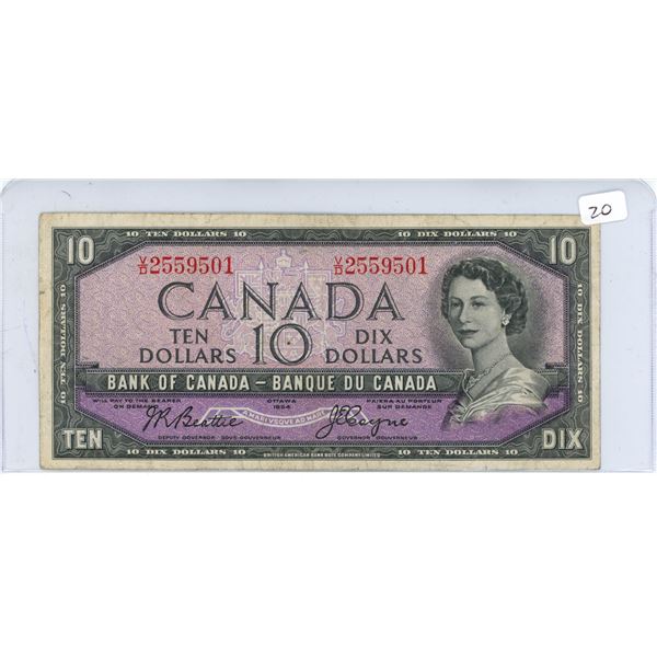 1954 Canadian ten dollar bill