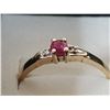 Image 4 : 10K gold ring, ruby + two diamonds