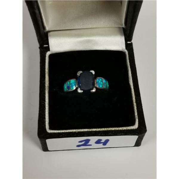 opal sterling silver ring (sides) main stone needs polishing