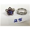 Image 1 : two sterling silver rings, one with opal
