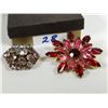 Image 1 : two crystal/rhinestones brooches, one from Austria