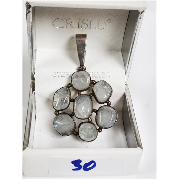 big sterling silver pendant with flashing stones