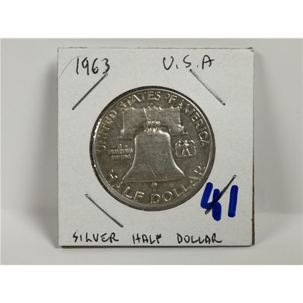 1963 silver half dollar, US Franklin