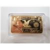 Image 3 : $1 gold plated copper bar, 1 oz US