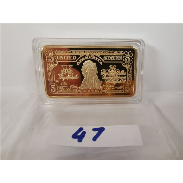 $5 gold plated copper bar US