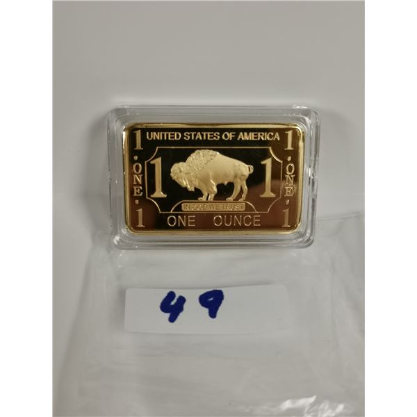 1 oz gold plated copper bar