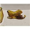 Image 4 : Amber glass refrigerator dish with lid, fish scale plate,  Fenton shoe, reamer