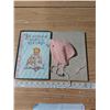 Image 1 : Catholic Baby’s Record, original box, 1945 and pink wool knitted baby bonnet