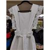Image 6 : Full length cotton Bib Apron with Battenburg lace and cotton bodice