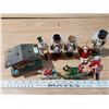 Image 1 : Swiss Chalet music box and assorted wooden Christmas ornaments