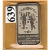 Image 1 : 1985 BE MY VALENTINE -  .999 FINE 1 TROY OUNCE - SILVER BAR