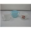 Image 2 : LOT OF 5 FIRE-KING & PYREX - Cups,  Sugar Bowl and Creamer - Mixed Patterns