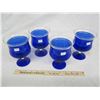 Image 2 : 4 Vintage Cobalt Blue Shrimp Cocktail Glasses with Liners