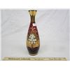 Image 1 : Vintage Ruby Red Vase with Enameling 9 inch
