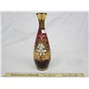 Image 1 : Vintage Ruby Red Vase with Enameling 9 inch