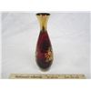 Image 2 : Vintage Ruby Red Vase with Enameling 9 inch