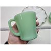 Image 3 : "Fire King" jadeite bowl, coffee cup and 1 milk glass serving dish
