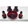 Image 2 : 5pcs - Avon, Cape Cod - Ruby red glassware - perfume candlesticks