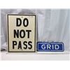 Image 1 : 2 Wooden highway signs - Grid Road (18"x6") & Do Not Pass (18"x24")