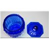 Image 3 : Cobalt blue depression glass biscuit barrel