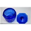 Image 4 : Cobalt blue depression glass biscuit barrel