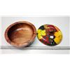 Image 3 : Vintage colourful hand painted wooden bowl - 9"