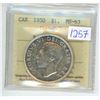 Image 1 : 1950 ICCS graded, Canadian voyageur silver dollar - MS63