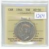 Image 1 : 1944 ICCS graded, Canadian silver 50 cent coin - AU50