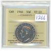 Image 1 : 1946 ICCS graded, Canadian silver 50 cent coin - VF20