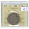 Image 1 : 1947 ICCS graded, Canadian silver 50 cent coin - VF30