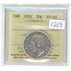 Image 1 : 1952 ICCS graded, Canadian silver 50 cent coin - EF40