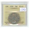 Image 1 : 1958 ICCS graded, Canadian silver 50 cent coin - EF45