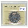 Image 1 : 1959 ICCS graded, Canadian silver 50 cent coin - AU55