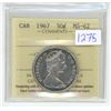 Image 1 : 1967 ICCS graded, Canadian Centennial "Wolf" silver 50 cent coin - MS62