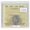 Image 1 : 1967 ICCS graded, Canadian Centennial "Lynx" silver 25 cent coin