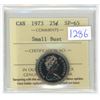 Image 1 : 1973 ICCS graded, Canadian 25 cent coin - SP65